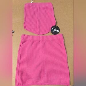Pink Ribbed Women's Skirt